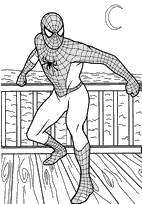 coloriage spiderman sur le quai